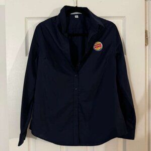 Burger King Shirt Women M Long Sleeve Employee Work Server Manager Uniform